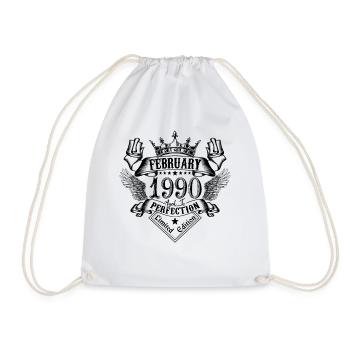 Vintage Février 1990 Février 1990 né en Février - Sac de sport léger - blanc - Devant