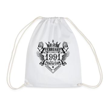 Vintage Février 1991 Février 1991 né en Février - Sac de sport léger - blanc - Devant