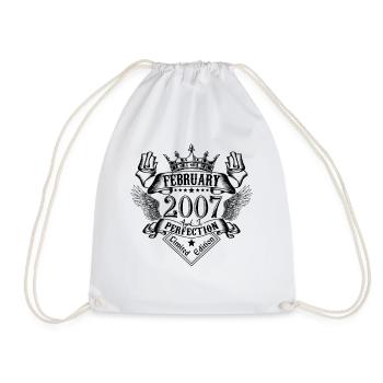 Vintage February 2007 February 2007 born in February - Drawstring Bag - white - Front