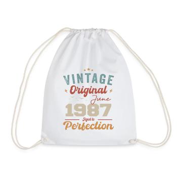 June 1987 Aged to Perfection June 1987 vintage - Drawstring Bag - white - Front