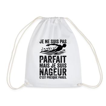 Swimmer - I'm not perfect I'm a swimmer - Drawstring Bag - white - Front