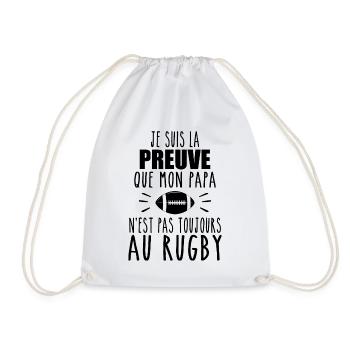Proof that my dad rugby, dad rugby player, rugby - Drawstring Bag - white - Front