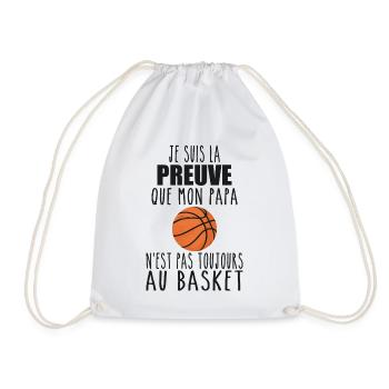 Preuve que mon papa basket | Basketteur | Basket - Sac de sport léger - blanc - Devant