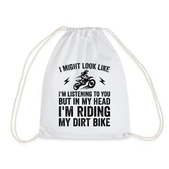 Lustiges Dirtbike | Niedlicher Motocross-Dirtbike-Fahrer - Turnbeutel - Weiß - Vorne