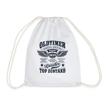 Oldtimer Baujahr 1955 - Geburtstag - Geschenk - Turnbeutel - Weiß - Vorne