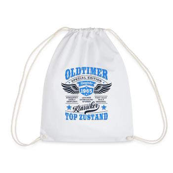 Oldtimer Baujahr 1965 - Geburtstag - Geschenk - Turnbeutel - Weiß - Vorne