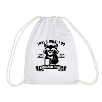 Je bois du café, je déteste les gens et je sais des choses - Sac de sport léger - blanc - Devant