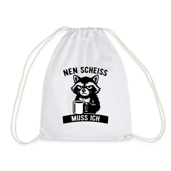 Cheeky raccoon - I have to give a shit - coffee - Drawstring Bag - white - Front