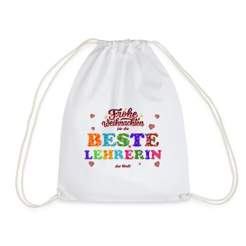 Frohe Weihnachten für die Beste Lehrerin - Danke - Turnbeutel - Weiß - Vorne