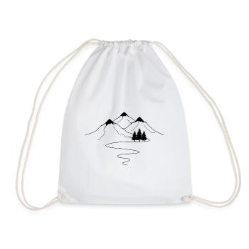 Mountain path curves and trees - - Drawstring Bag - white - Front
