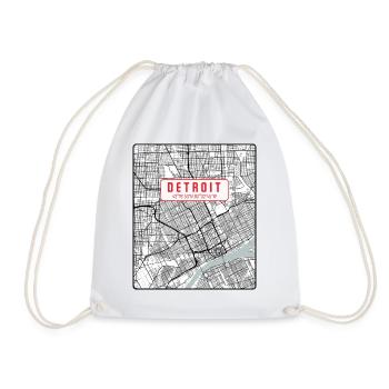 Detroit - Moderne minimalistische Schwarz-Weiß-Kar - Turnbeutel - Weiß - Vorne