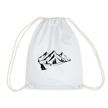 Mountain 1 and snowboarding - (2) - Drawstring Bag - white - Front