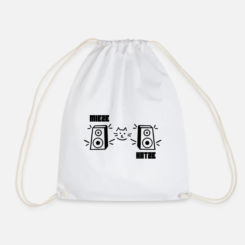 Kitty Cat Rave Techno - Drawstring Bag - white