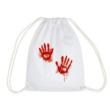 Halloween TShirt Blutige Hände Blutspritzer Kostüm - Turnbeutel - Weiß - Vorne
