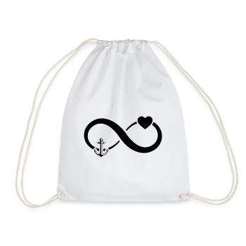 Infinity Heart and Sailing 1 - - Drawstring Bag - white - Front