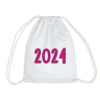 2024. FROHES NEUES JAHR. SILVESTER. NEUJAHR - Turnbeutel - Weiß - Vorne