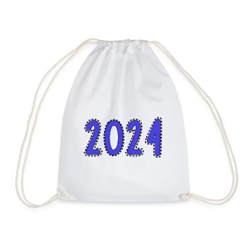 2024. HAPPY NEW YEAR. NEW YEAR'S EVE. NEW YEAR - Drawstring Bag - white - Front