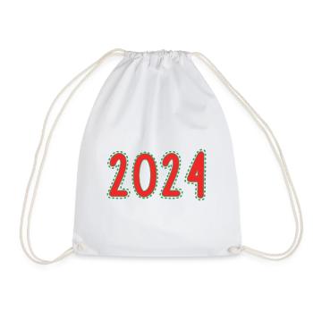 2024. JAHR. ALLES GUTE ZUM NEUEN JAHR. SILVESTER - Turnbeutel - Weiß - Vorne