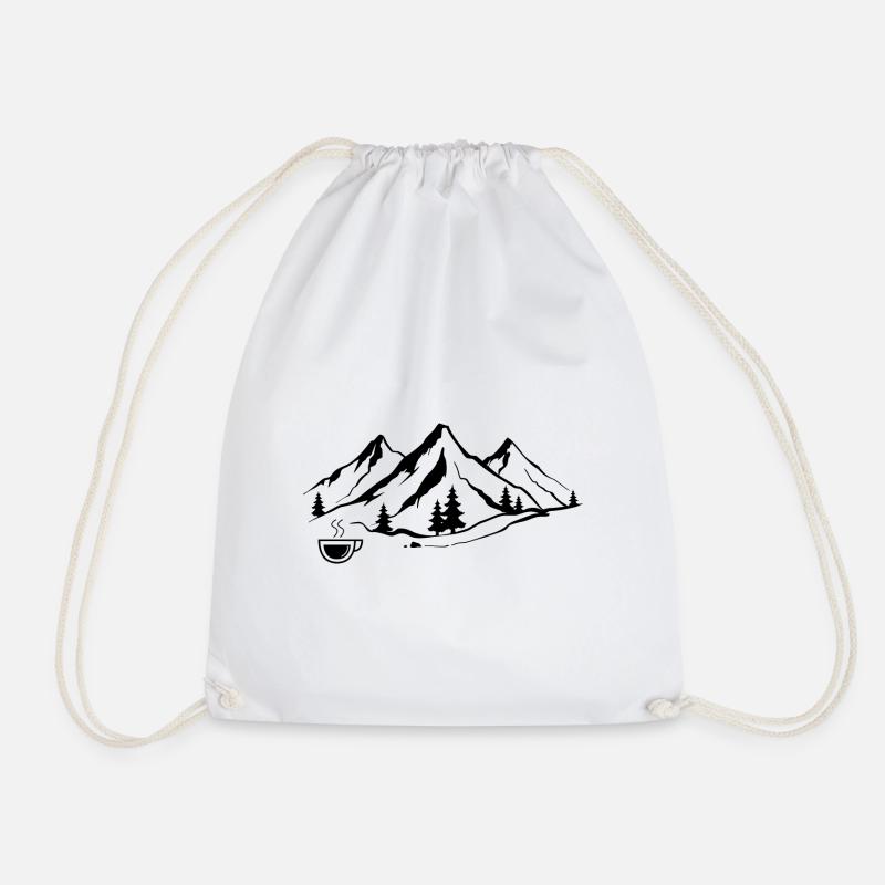 Mountain 1 and coffee - - Drawstring Bag - white