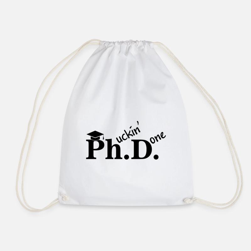 Phd graduation ceremony student gift dissertation - Drawstring Bag - white