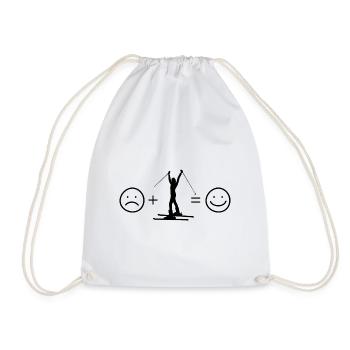 Smile Face and Skiing - - Drawstring Bag - white - Front