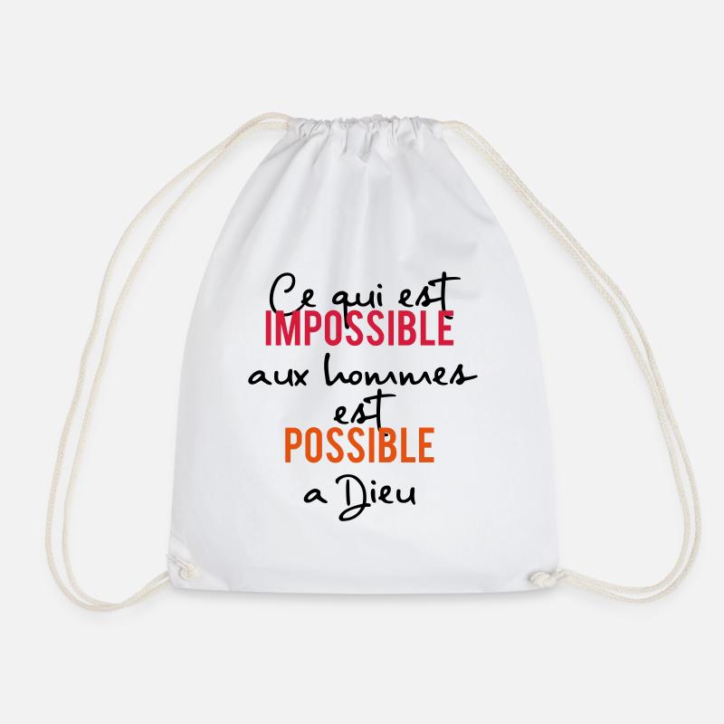 everything is possible to God - Drawstring Bag - white