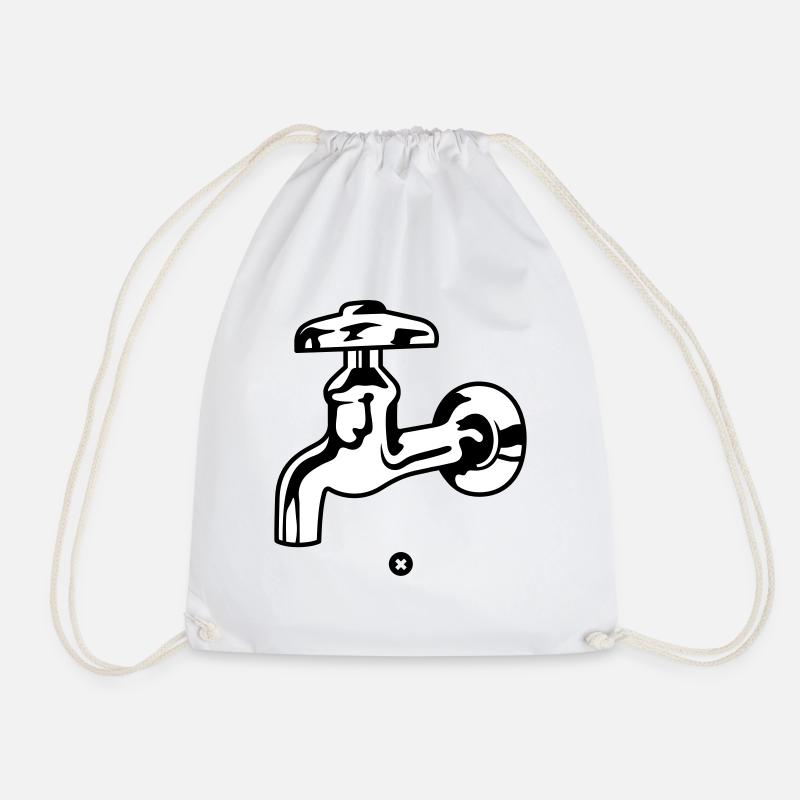 What a pretty robin faucet! - Drawstring Bag - white