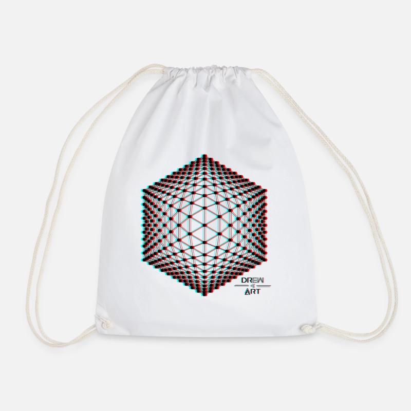 Techno / Trance / Illusion / DREW ART - Drawstring Bag - white