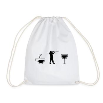 Coffee wine and hunting - (2) - Drawstring Bag - white - Front