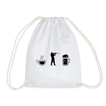 Coffee beer and hunting - (2) - Drawstring Bag - white - Front