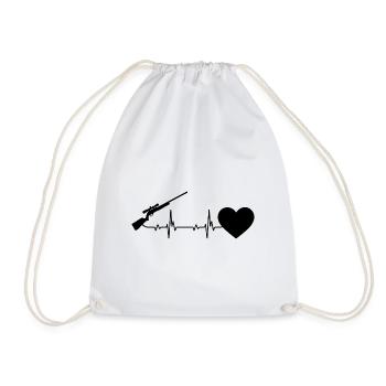 Heartbeat Heart and Hunting - - Drawstring Bag - white - Front