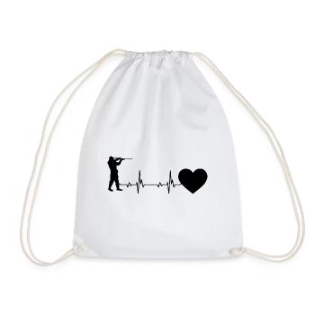 Heartbeat Heart and Hunting - (2) - Drawstring Bag - white - Front