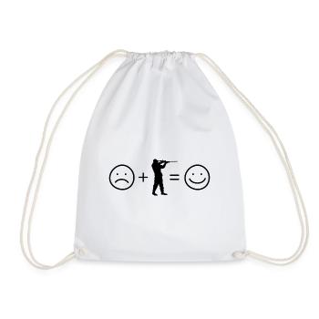 Smile Face and Hunting - (2) - Drawstring Bag - white - Front
