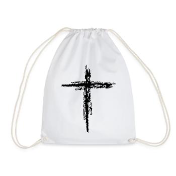 cross - Drawstring Bag - white - Front