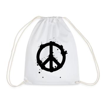 Signe de paix frappant dans un look éclaboussé de graffitis - Sac de sport léger - blanc - Devant