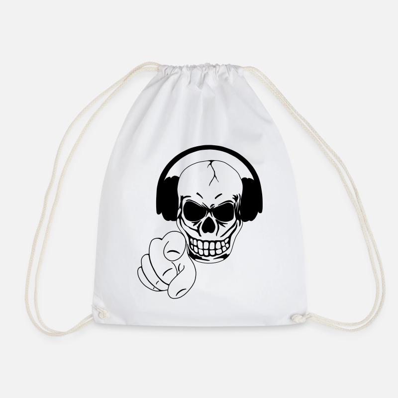 Skull - Drawstring Bag - white