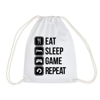 eat sleep game repeat spiele - Turnbeutel - Weiß - Vorne