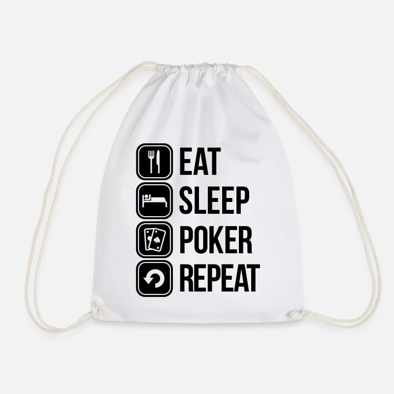 eat sleep poker repeat - Turnbeutel - Weiß