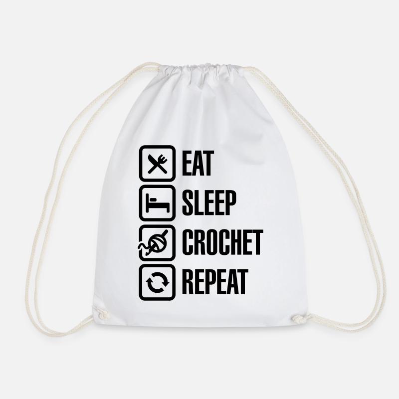 Eat Sleep Crochet Repeat - Turnbeutel - Weiß