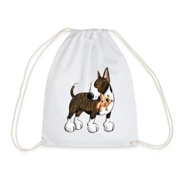 Bullterrier mit Teddy - Turnbeutel - Weiß - Vorne