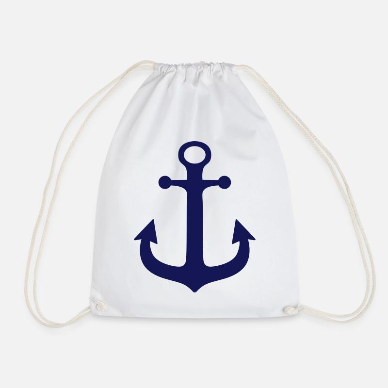 Blue anchor - Drawstring Bag - white