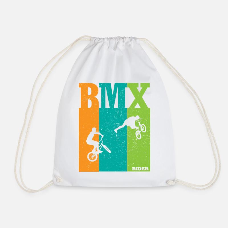 BMX Farbblock Rider Silhouetten - Turnbeutel - Weiß