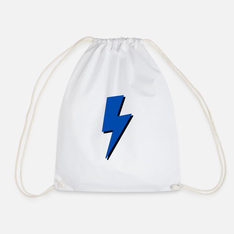 Blue and Black Lightning Bolt - Drawstring Bag - white