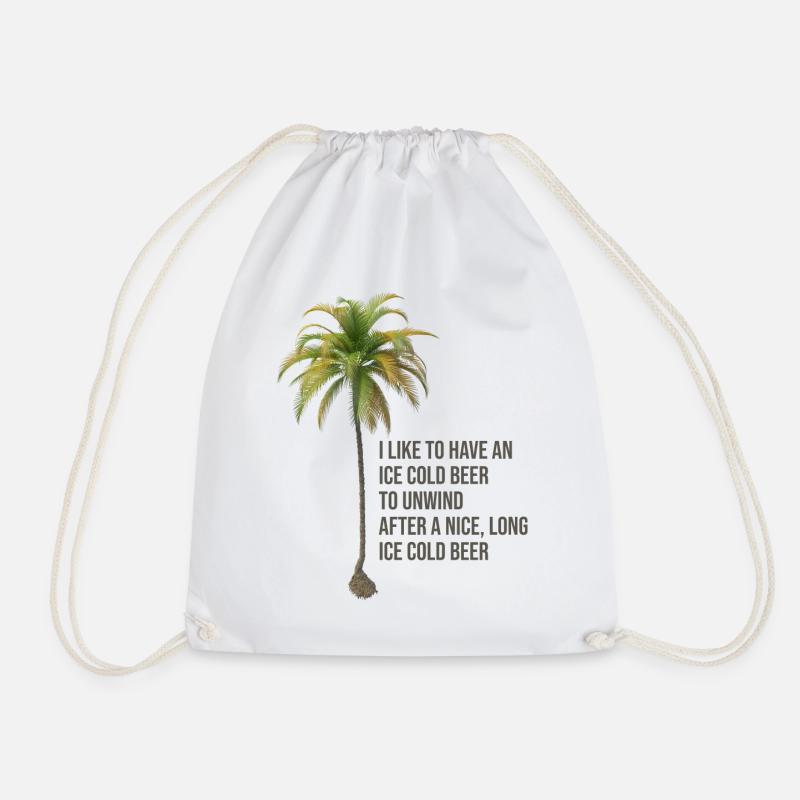 Palm Tree Quote - Drawstring Bag - white
