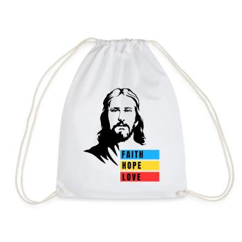 FAITH HOPE LOVE - Drawstring Bag - white - Front