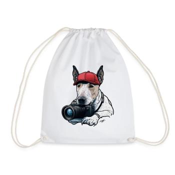 Chien photographe à casquette rouge - Sac de sport léger - blanc - Devant