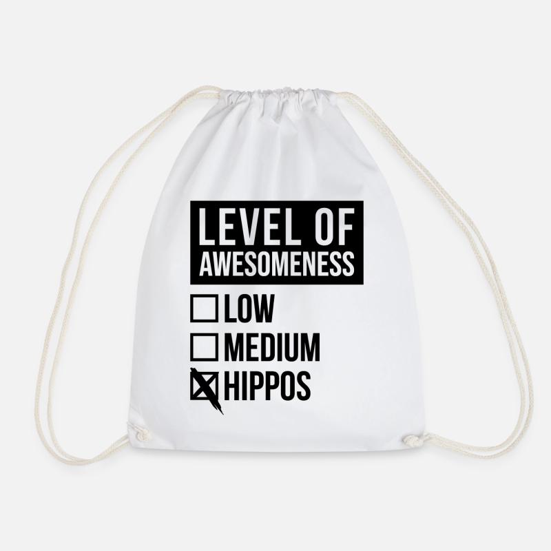Hippopotamus - Drawstring Bag - white
