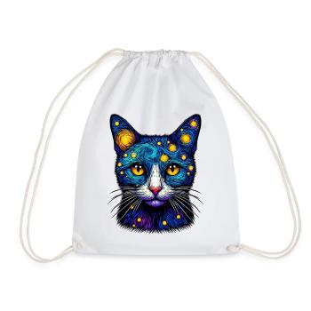 Cat - Drawstring Bag - white - Front