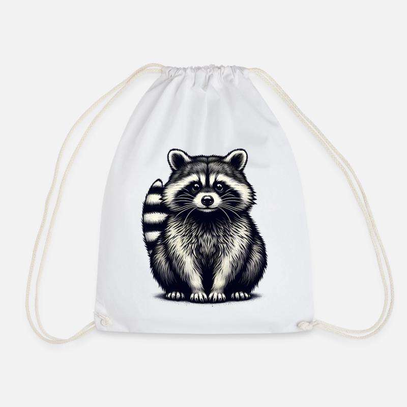 Raccoon - Drawstring Bag - white