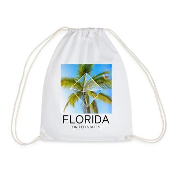 Florida USA Miami America Summer Palm Trees Beach - Drawstring Bag - white - Front
